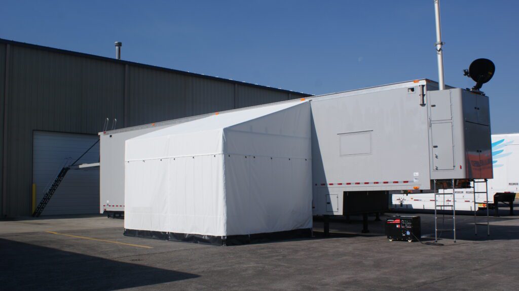 exterior of the trailer. white , RF SHIELDING, AND ACOUSTIC DAMPENING