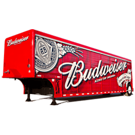 large red budweiser trailer
