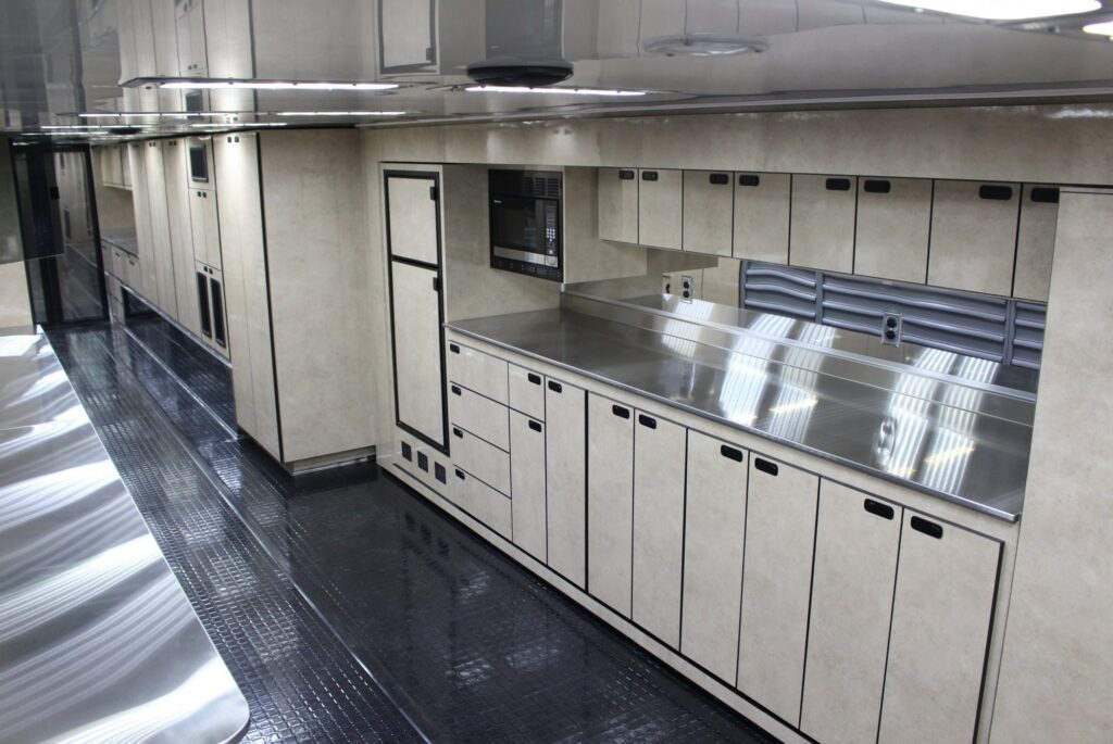 workshop area inside trailer