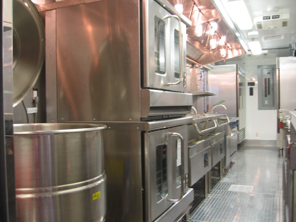 interior of mobile kitchen trailer