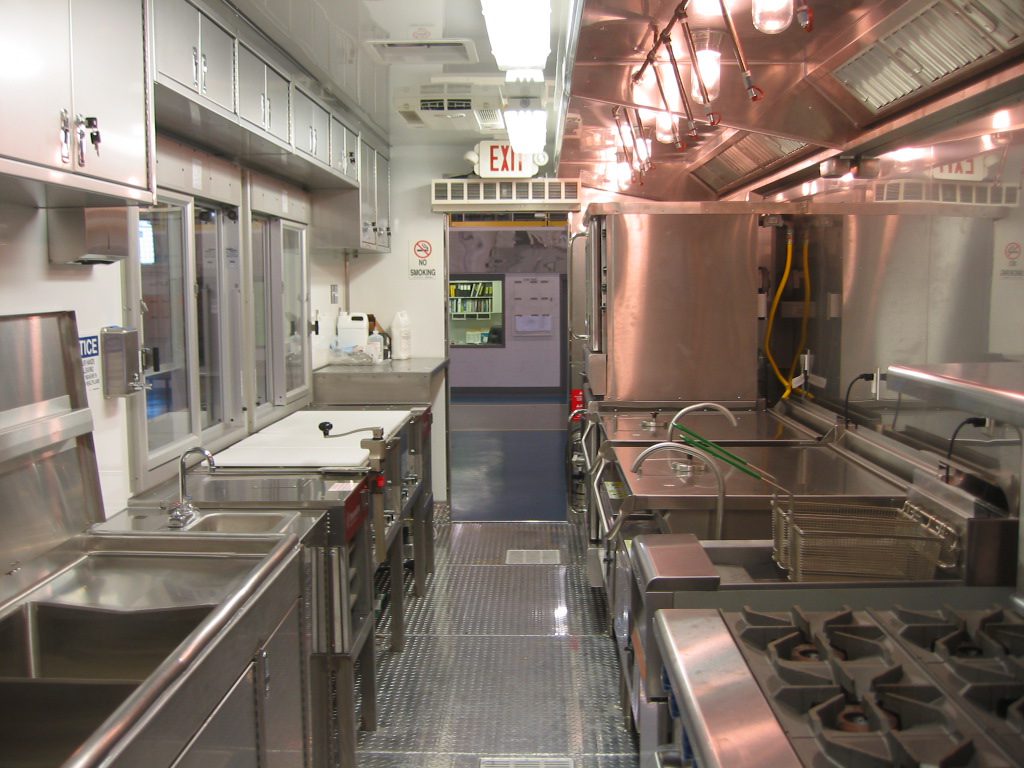 inside of mobile kitchen trailer