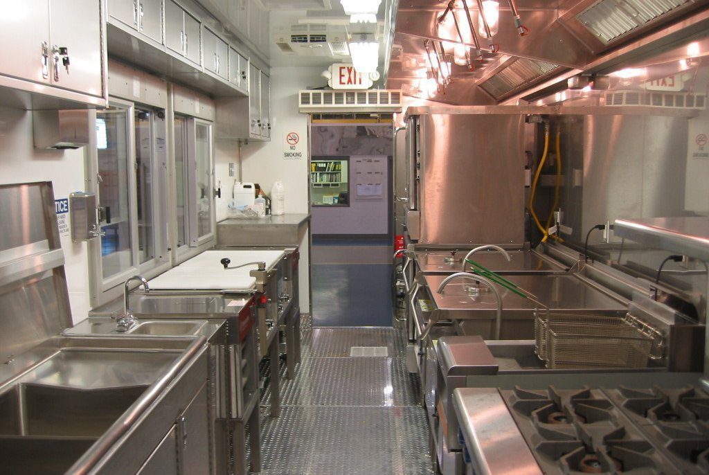 kitchen inside of the trailer