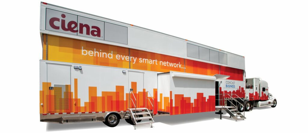 white trailer with orange details