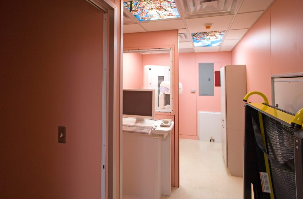 pink interior of the trailer
