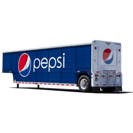 large blue trailer branded with pepsi logo